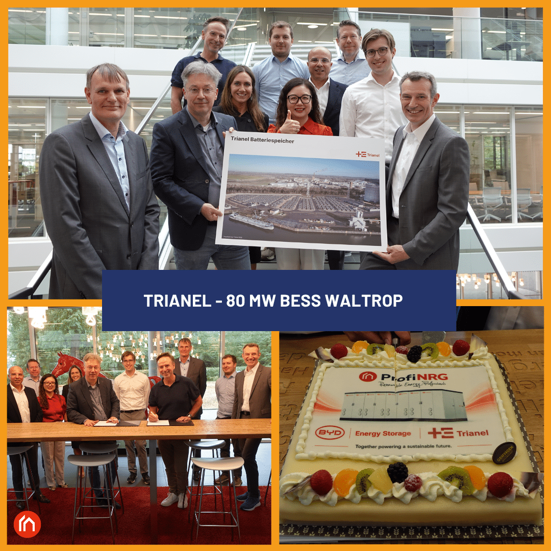 Collage of 3 images: visit and signing of the EPC contract at Trianel